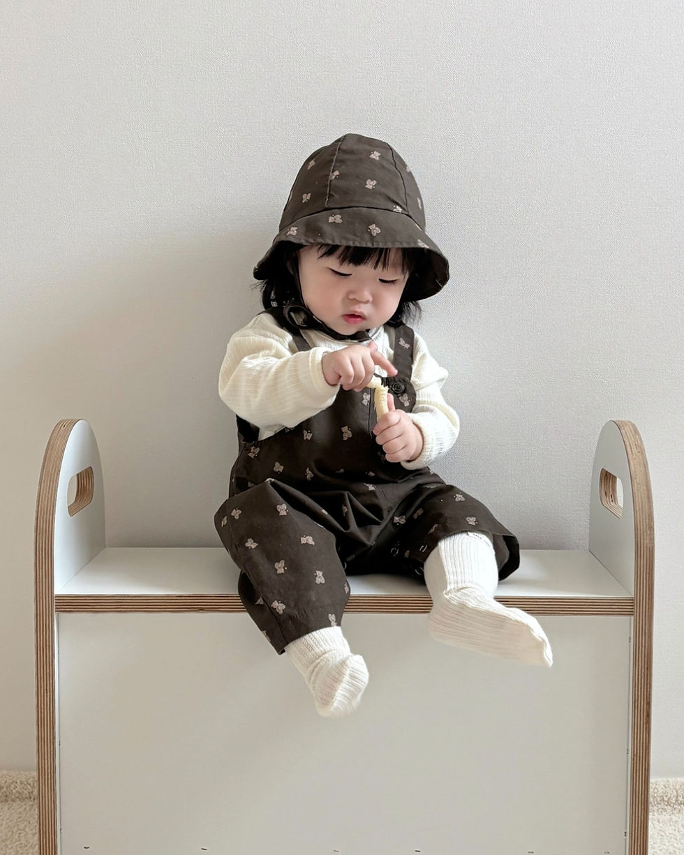 Thumbnail: Little Bear Baby Overalls with Wide-Leg Design for Comfort - Brown