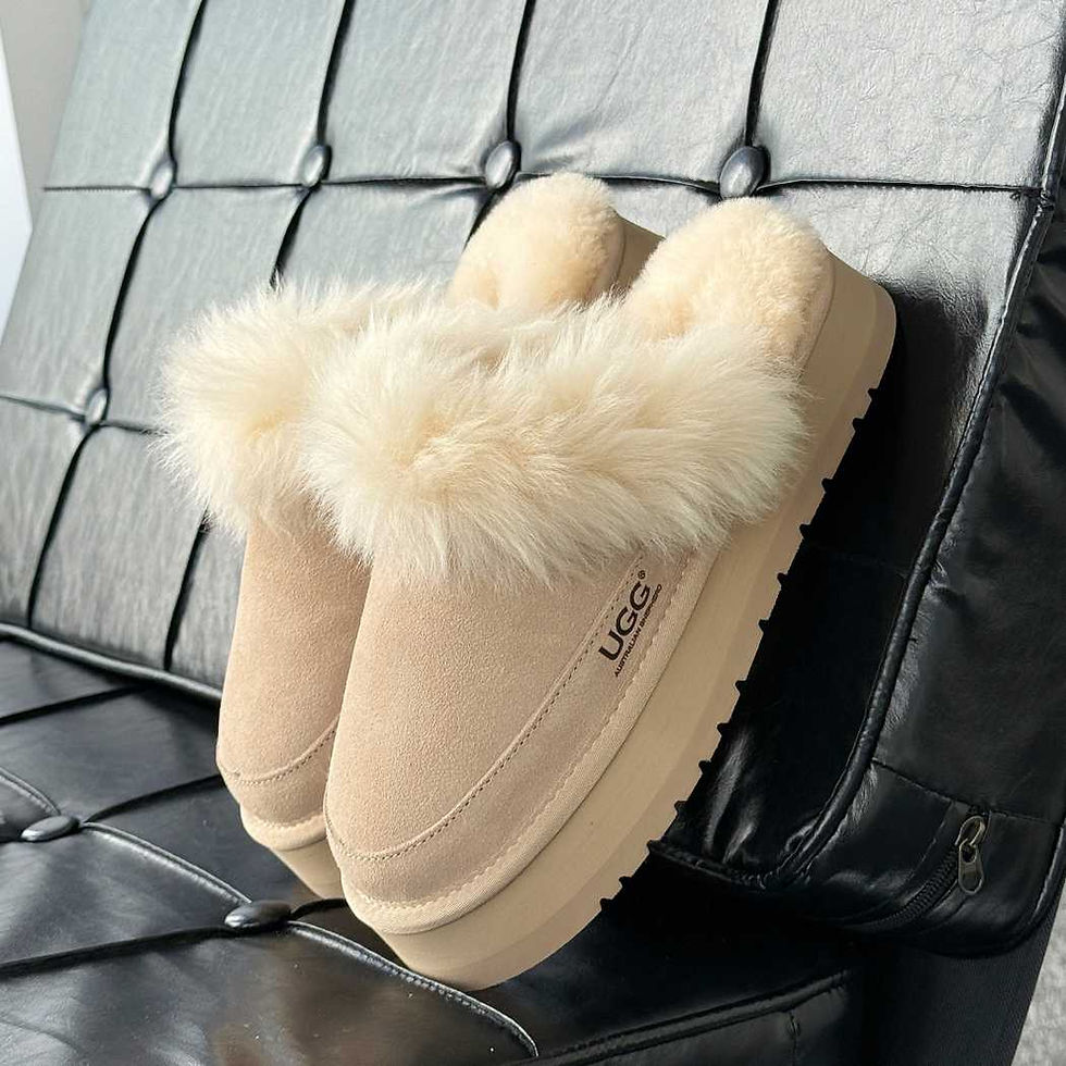 Thumbnail: AUSTRALIAN SHEPHERD® UGG Slippers Sheepskin Wool Platform Moress AS 2130