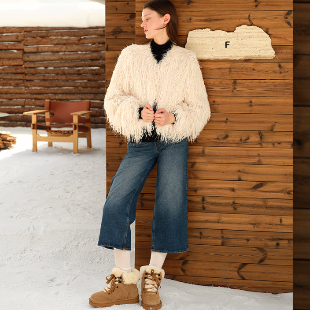 AUSTRALIAN SHEPHERD UGG Boots Sheepskin Wool Collar Lace Up Trego AS 3110