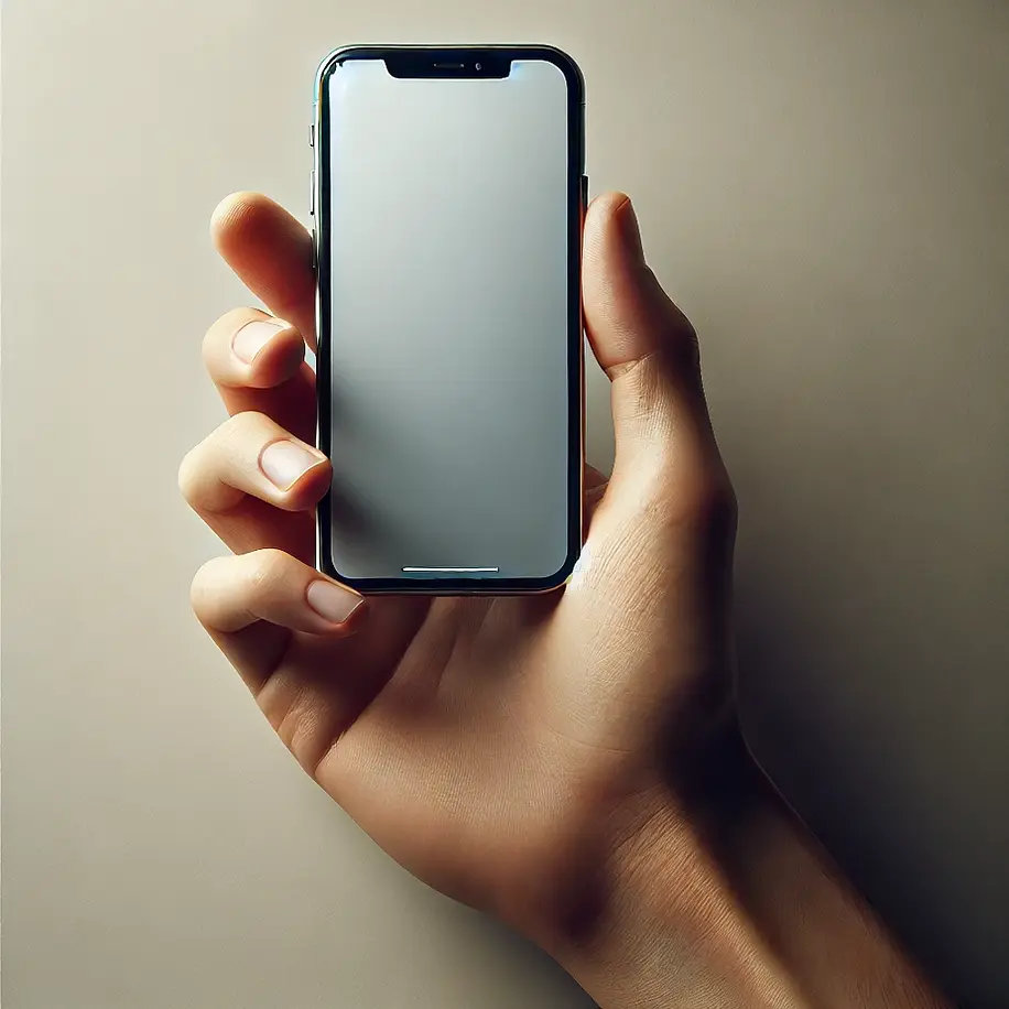 DALL·E 2024-12-18 22.20.13 - A realistic image of a person holding a smartphone in their h