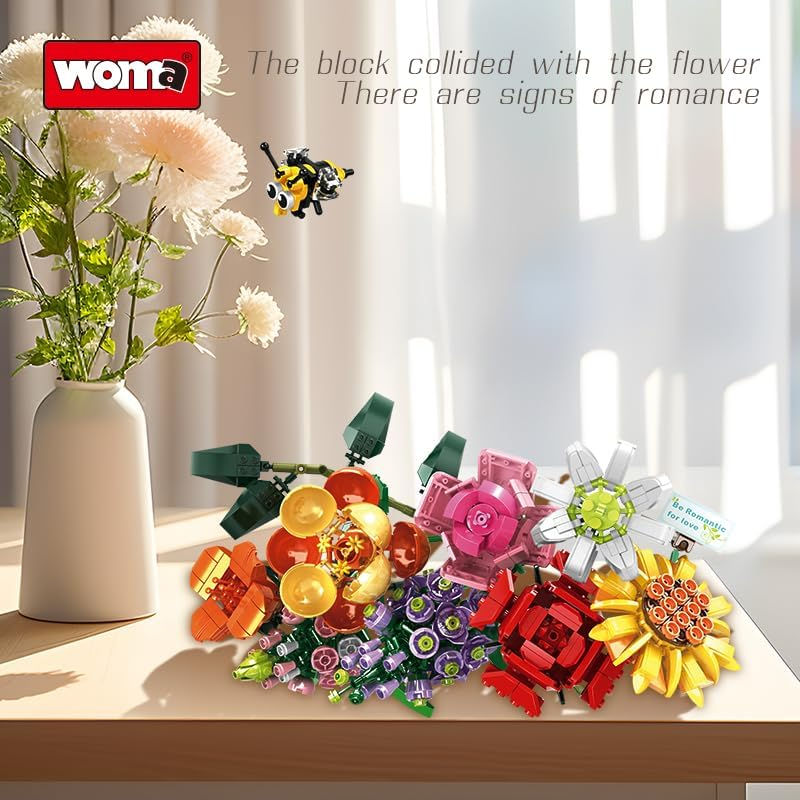 Thumbnail: WOMA 11804 8 Flower Bouquet Building Set, 770 Pcs