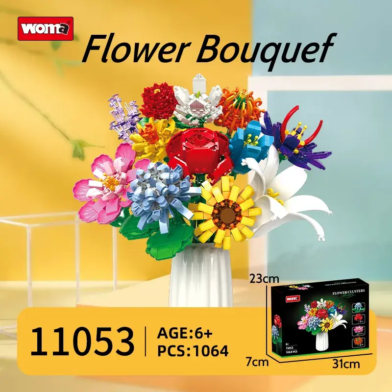 Thumbnail: WOMA 11053 12 Flower Cluster Building Set, 1009 Pcs
