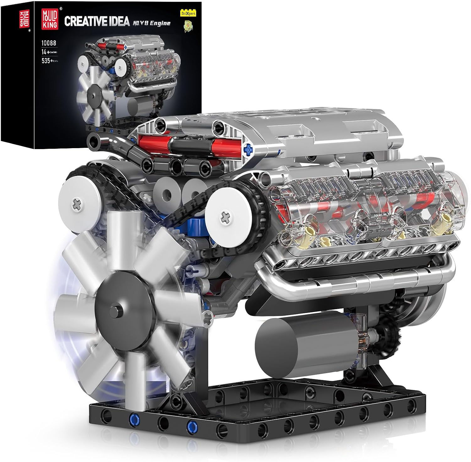 Mould King 10088 V8 Engine Building Kit, 535 Pcs