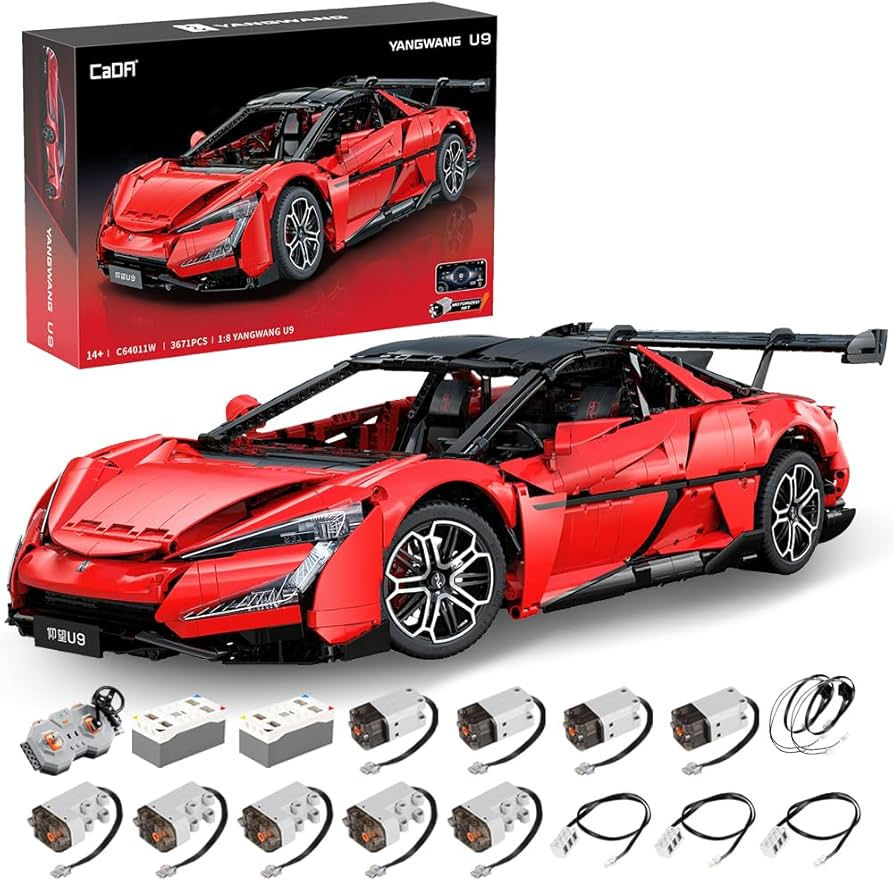 CaDA BYD U9 Super Car Brick Set, C64011W 1:8 3671 Pc Remote Controlled Set