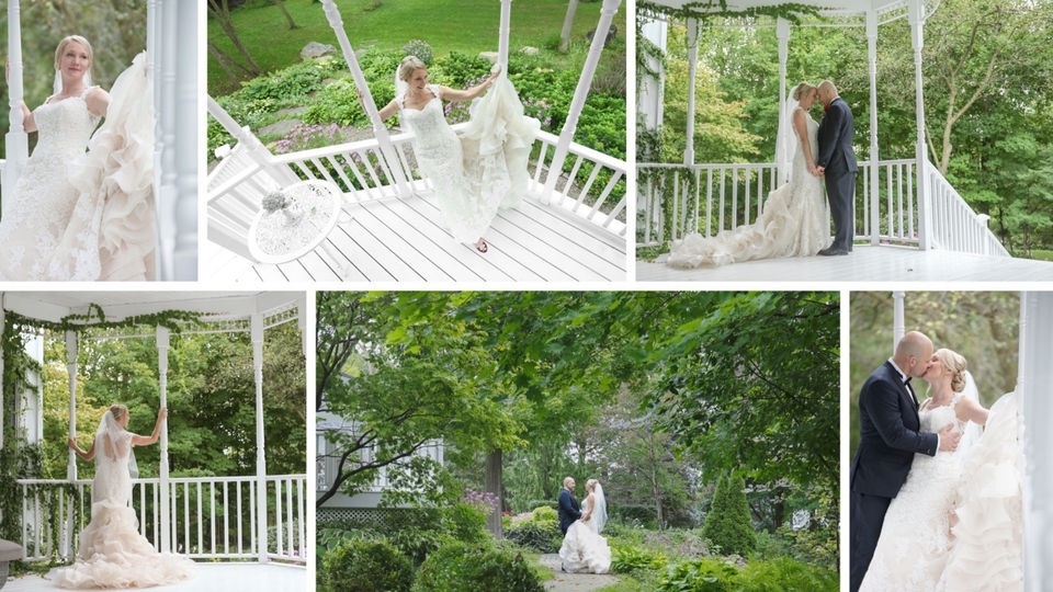 Wedding Portraits on the covered deck at Chalet Studio. A perfect windsor wedding venue.