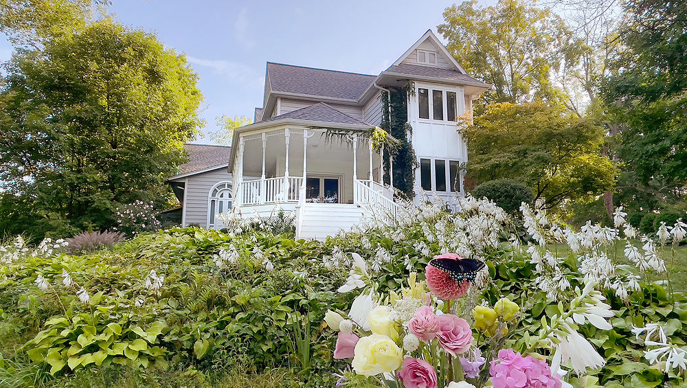 Side view of Chalet Studio & Gardens with a Butterfly 