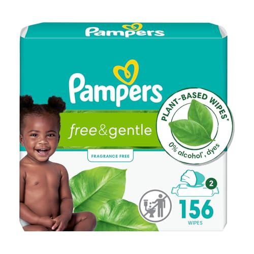 Pampers Free & Gentle Baby Wipes 99% Water Hypoallergenic Unscented 100% Plant B