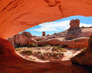 Red rock formations in the desert of Southwest America.