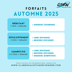 Forfaits CSRN - Automne 2025