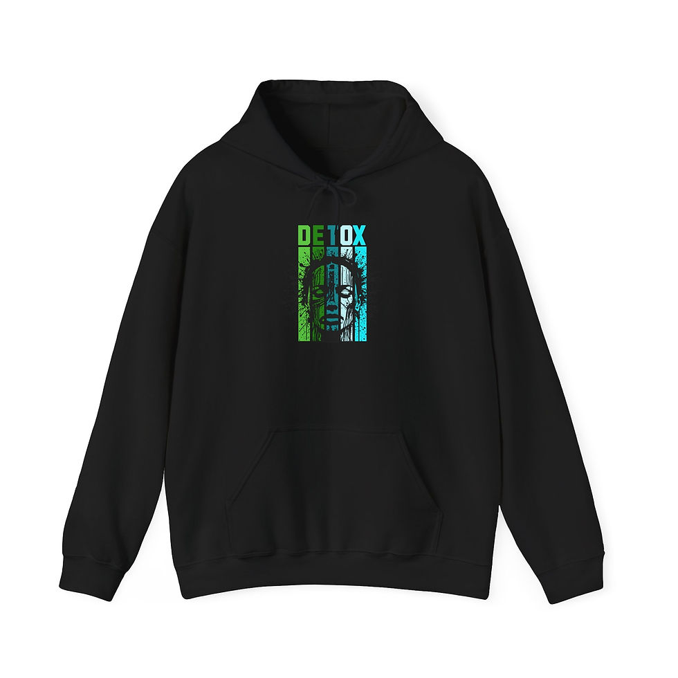 Thumbnail: DETOX BlueGreen Hooded Pullover Sweatshirt