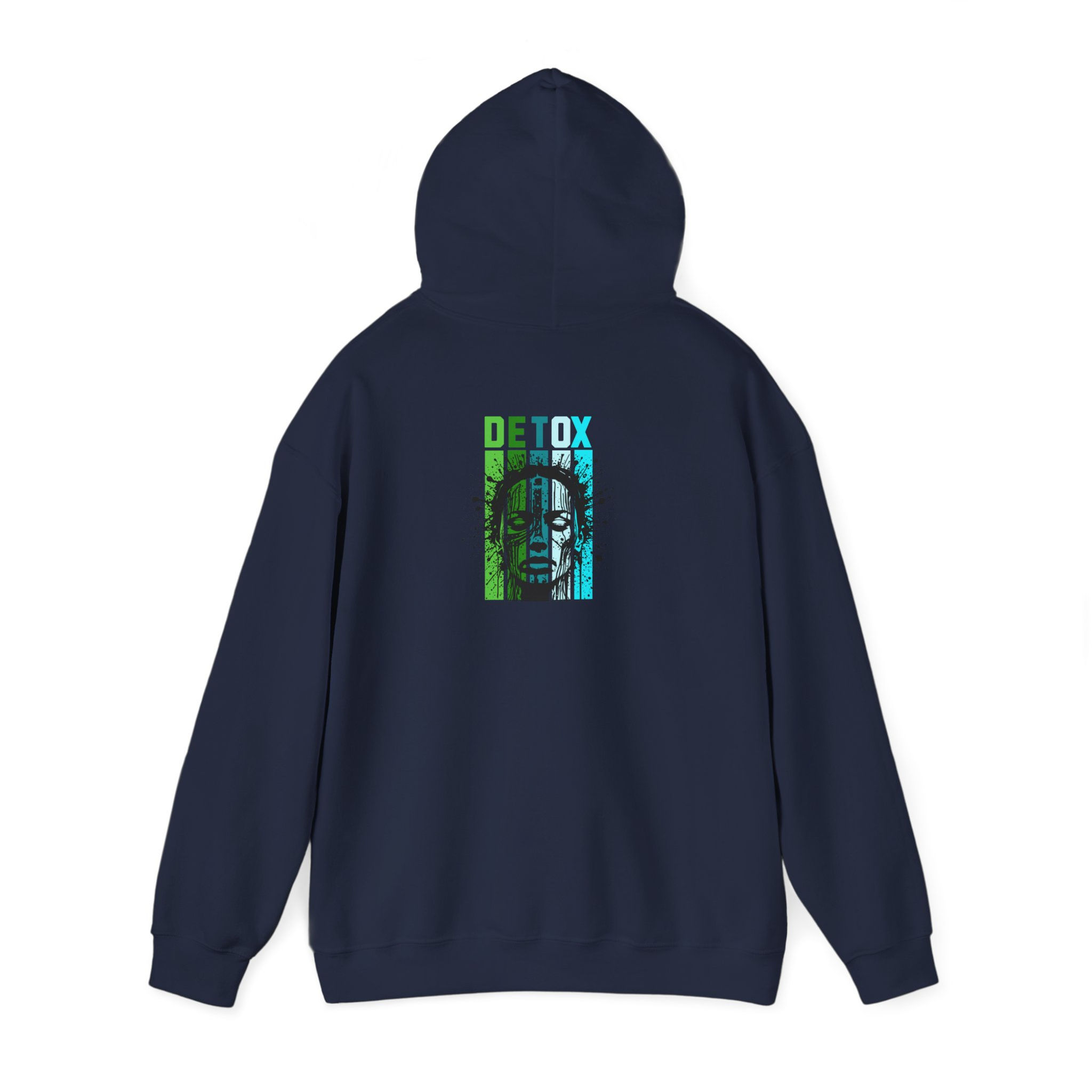 DETOX BlueGreen Back Hooded Pullover Sweatshirt