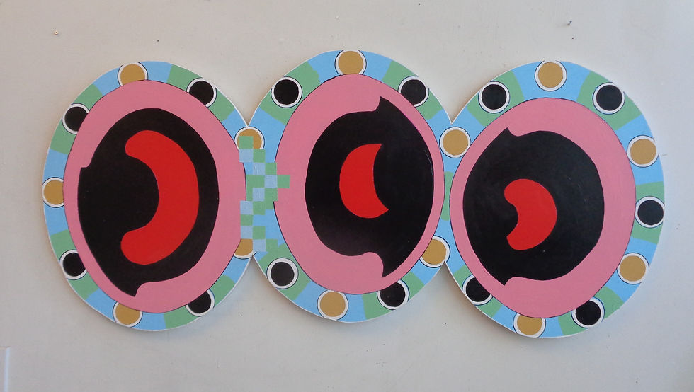 Three Lilies 26 x 55 acrylic and ink on wood 2025