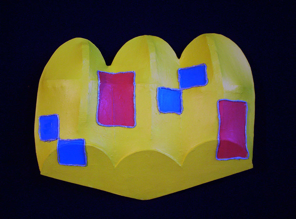 ThreeBishops(a)19x24x6 acrylic,canvas,twine,foamboard2013