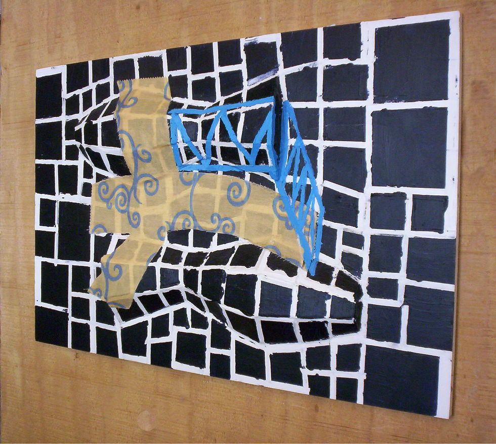 Conjecture 30 x20 x 4 acrylic,cloth on foamboard 2009