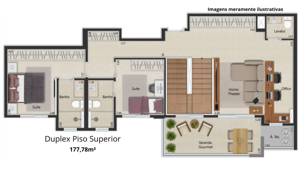 Planta Piso Superior 177,78m²