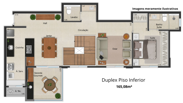 Planta Piso inferior 165,08m²