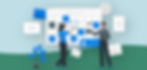 Illustration of business professionals discussing ideas with chat bubbles — representing pre-conference outreach and message preparation.