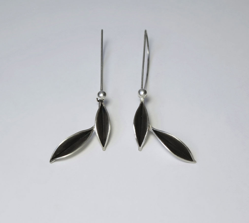 Miniature : Dancing In The Wind-Two Leaves Earrings n°2  (Black Oxide)