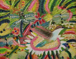 Hummingbird with dragonflyl