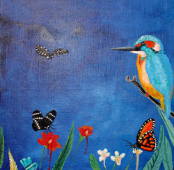 Kingfisher watching, oil on canvas,