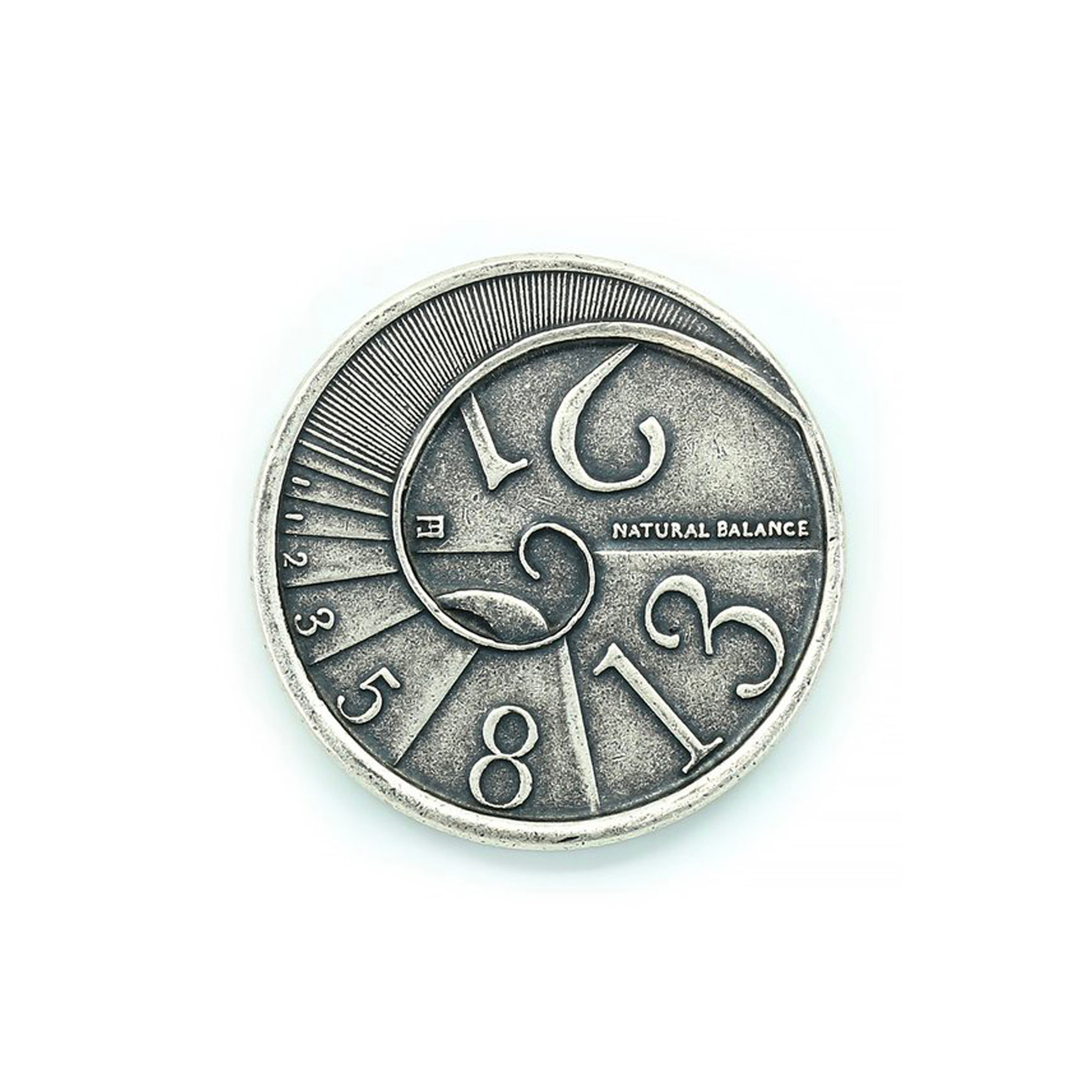 The reverse side of the .999 Solid Silver Fibonacci Coin