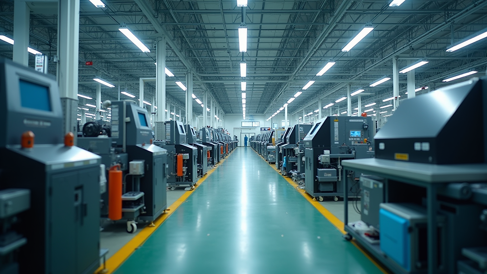 High angle view of a modern manufacturing facility