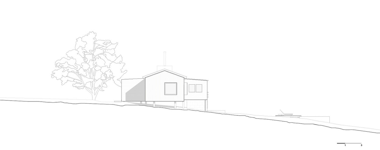 Blueprint sketch by MAPA Architects depicting the proposed exterior renovations of Smokewood Garzón, highlighting modern design enhancements while preserving the home's rustic charm