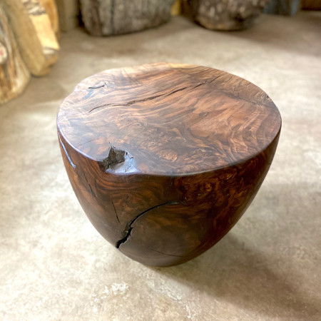 SOLD - Walnut side table 17”H x 19” diameter S