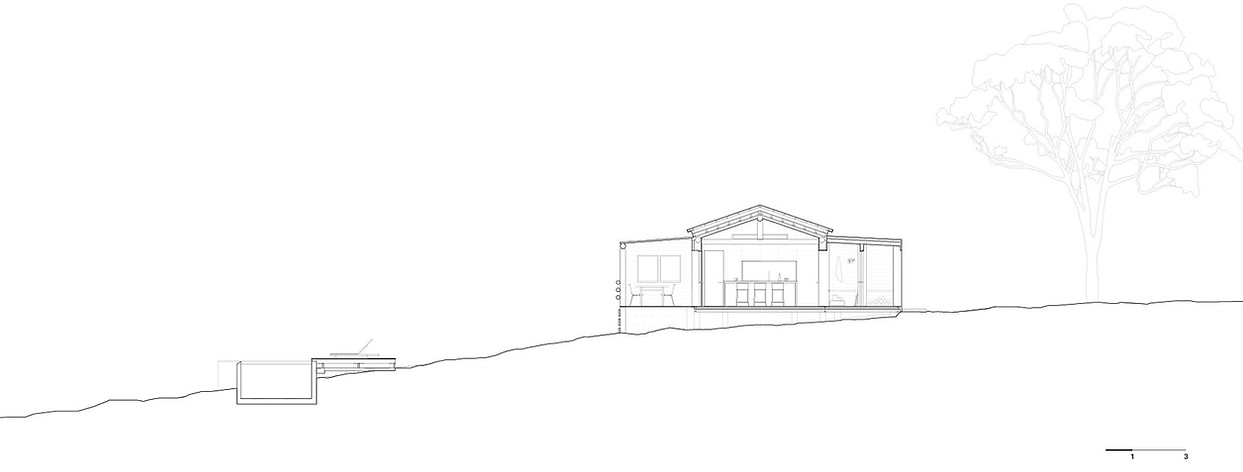 Blueprint sketch by MAPA Architects depicting the proposed exterior renovations of Smokewood Garzón, highlighting modern design enhancements while preserving the home's rustic charm