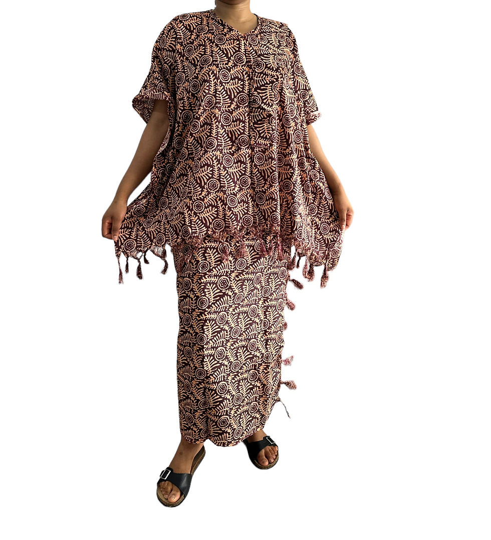 Boubou deux pièce indiana marron fleuri