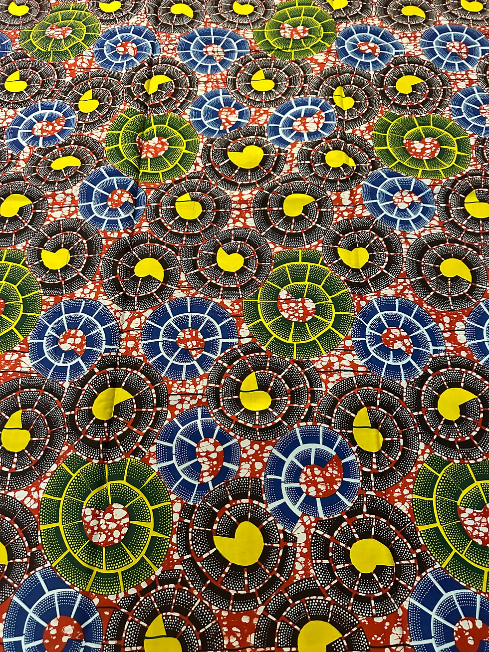 Tissu wax africain motif cyclone multicolore