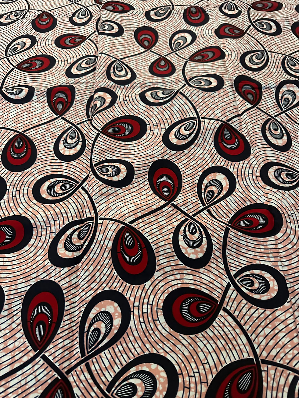 Tissu wax africain motif pelle rouge et violet