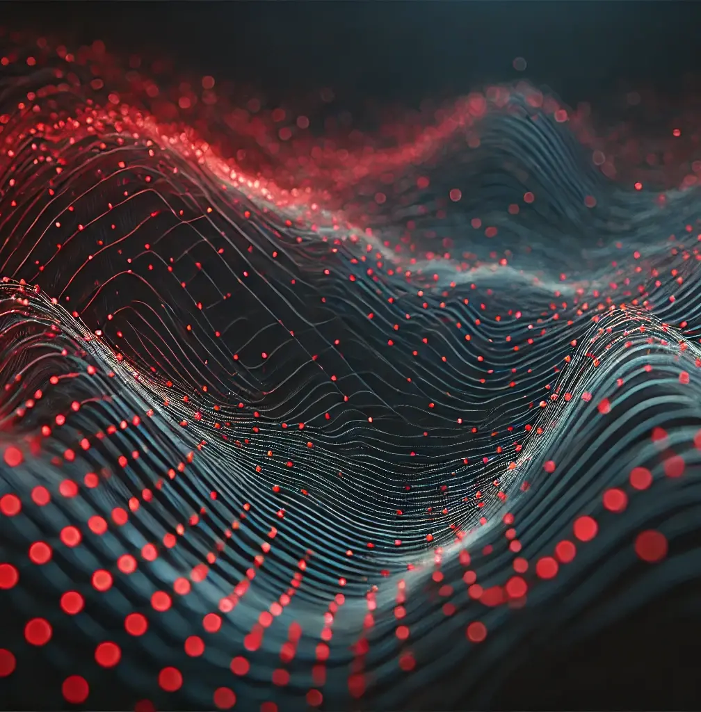 DALL·E 2024-07-07 10.16.20 - A dark background with a wave-like pattern of red dots and li