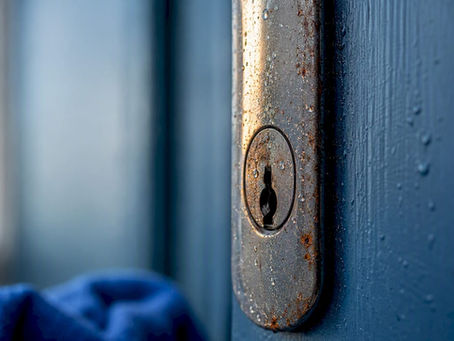 Salt corrosion forming on coastal lock hardware