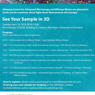 Light-sheet microscopy seminar and demo of Ultramicroscope Blaze -18th of April 2023