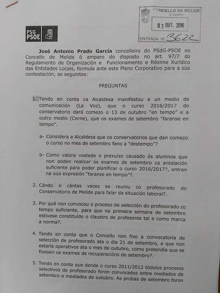 Publicamos las preguntas presentadas dal PSOE de Melide y la respuestas del gobierno.
