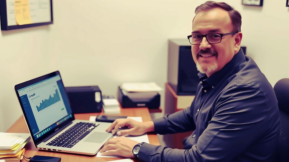 A happy trucking owner looking at his profit.