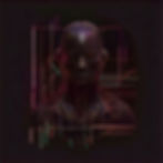 Dark mode aesthetic — black or charcoal background with subtle neural net or glitch animat