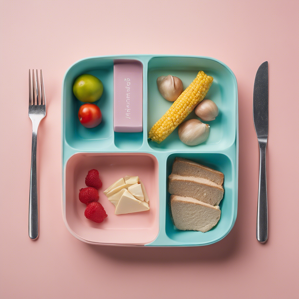 image of food separated into plate with 4 sections for ARFID