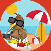 Ken the Kiwi at the Beach