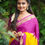 Thumbnail: Mysore Semi Crepe Silk Saree [Pink with Yellow]CODE 018