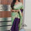 Thumbnail: Mysore Semi Crepe Saree(Light green with dark purple colour) code033