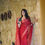 Thumbnail: Red saree  with contrast blouse CODE-075