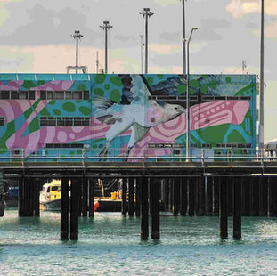 Darwin street art depicts the town's story, location waterfront location for Aviation Museum & eateries