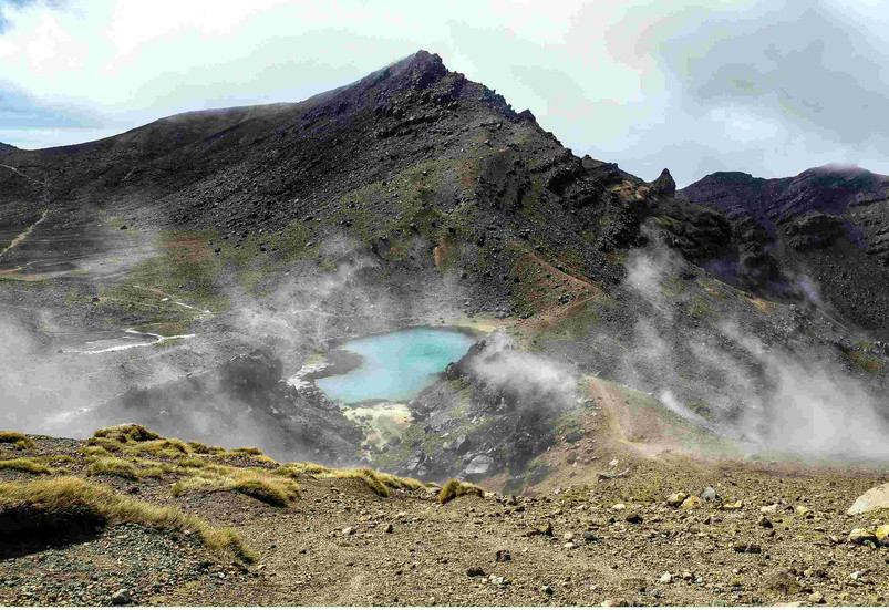 Active volcanic zone on the Tongariro Alpine Crossing, New Zealand.
