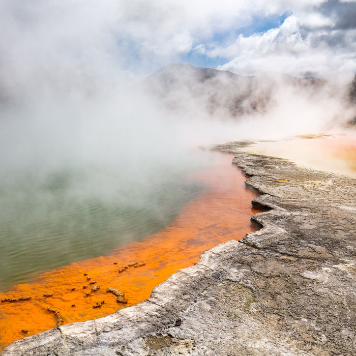 Colourful geothermal formations at Wai-O-Tapu Thermal Wonderland near Rotorua