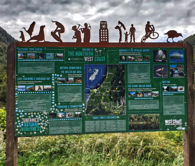 Outdoor information board for New Zealand's West Coast
