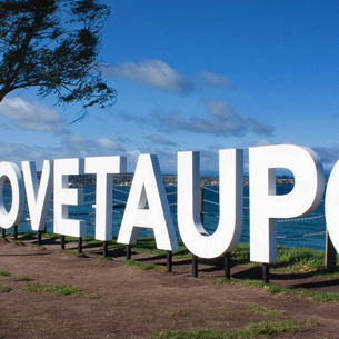 Taupo waterfront is where the action is as well as an enormous Taupo icon