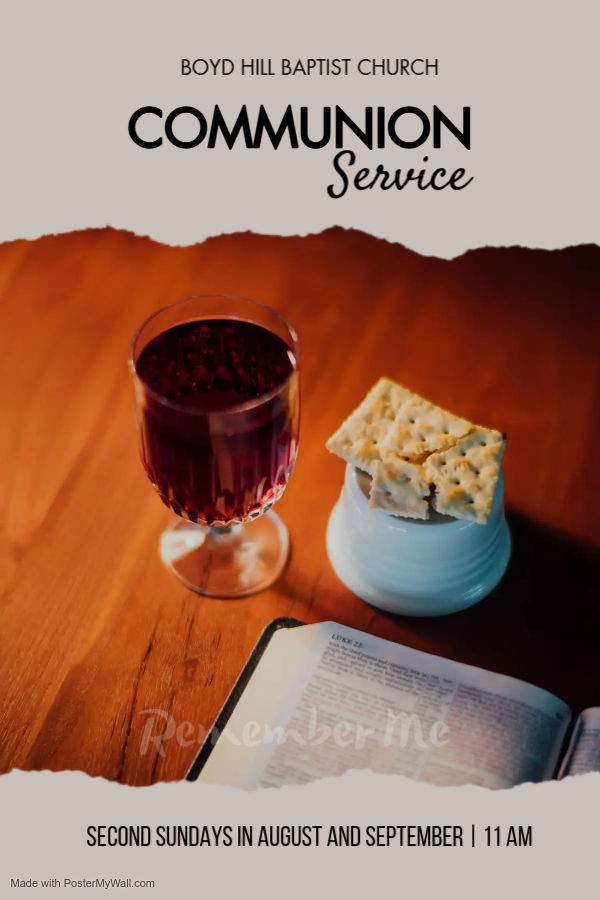 2nd Sunday Communion Services for August and September, 2025