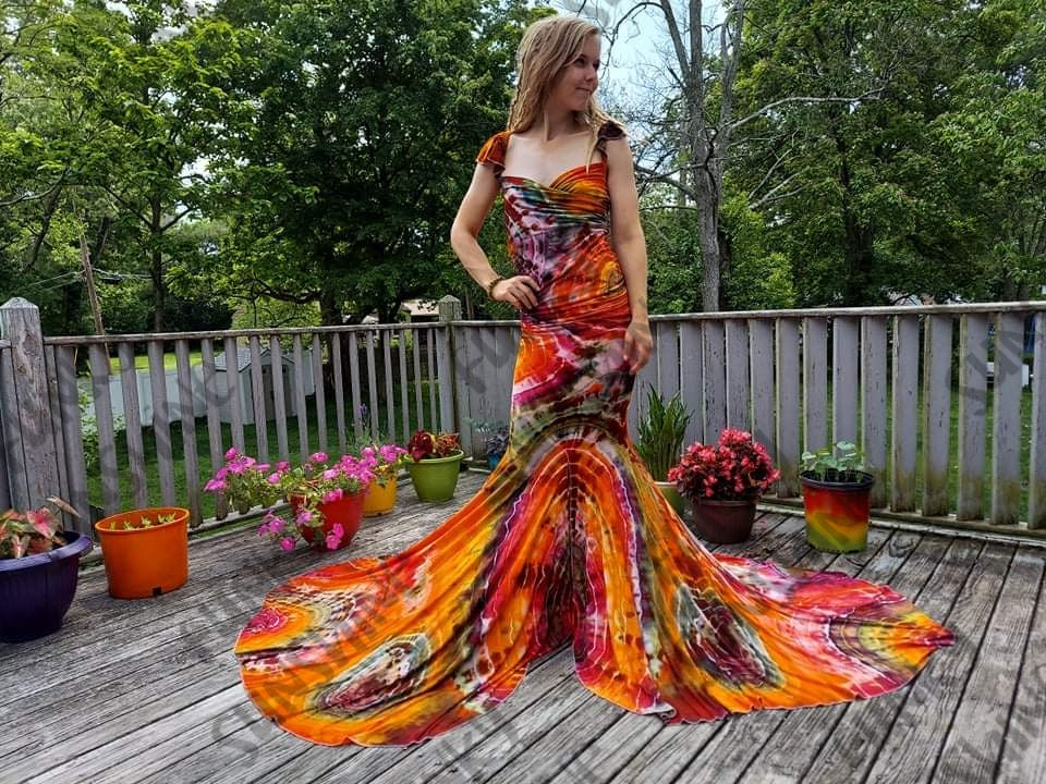 Thumbnail: Custom Tie Dye Wedding/Maternity/Event Dress
